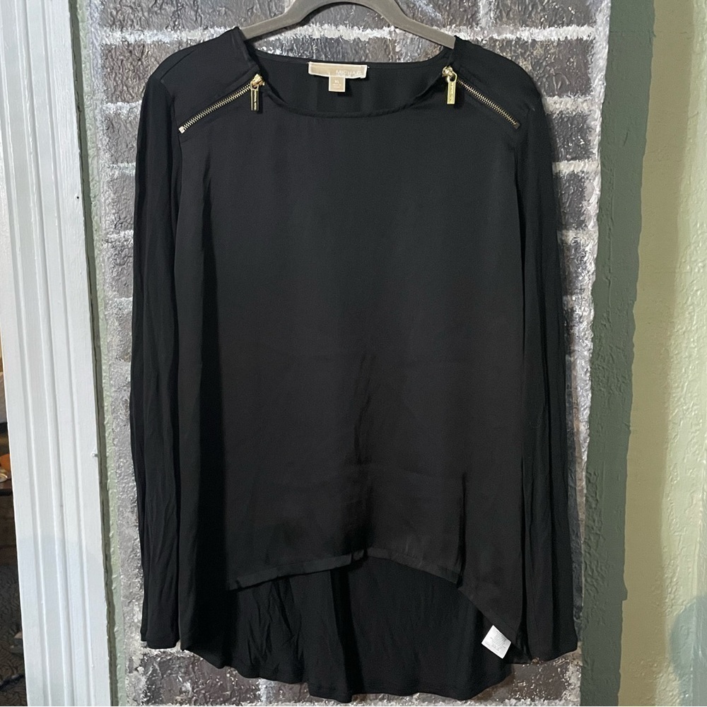 Michael by Michael Kors Black Mixed Material Top
